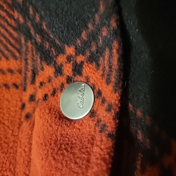 Cabela's Fleece Jacket Mens Medium Red Black Sherpa Lined Full Zip Flannel Heavy - Picture 13 of 13